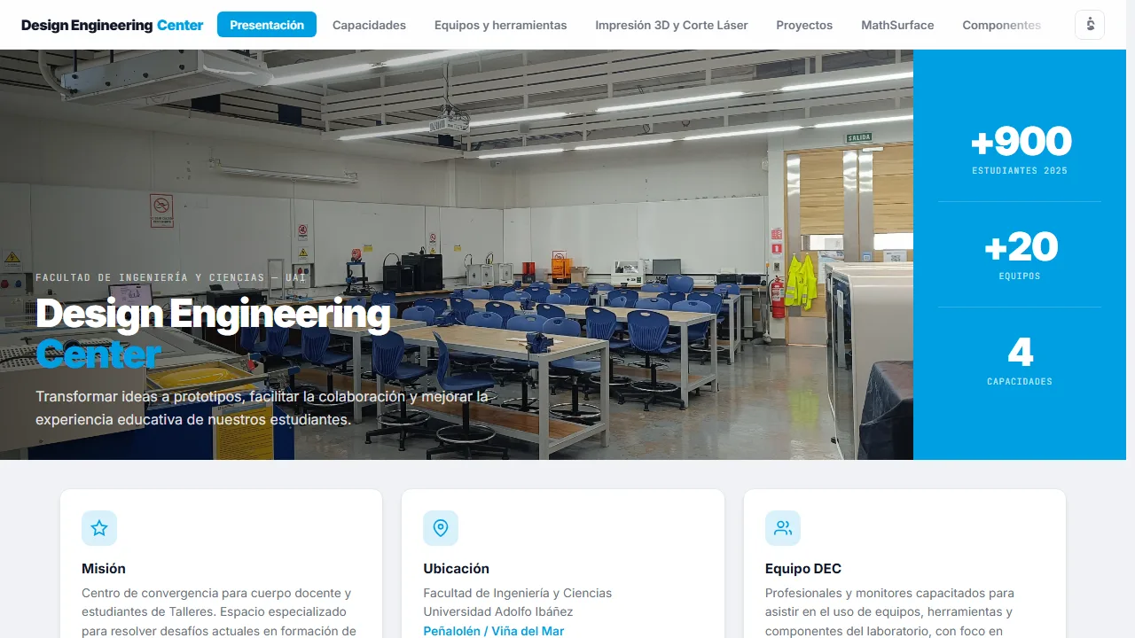 Captura de la plataforma web DEC UAI